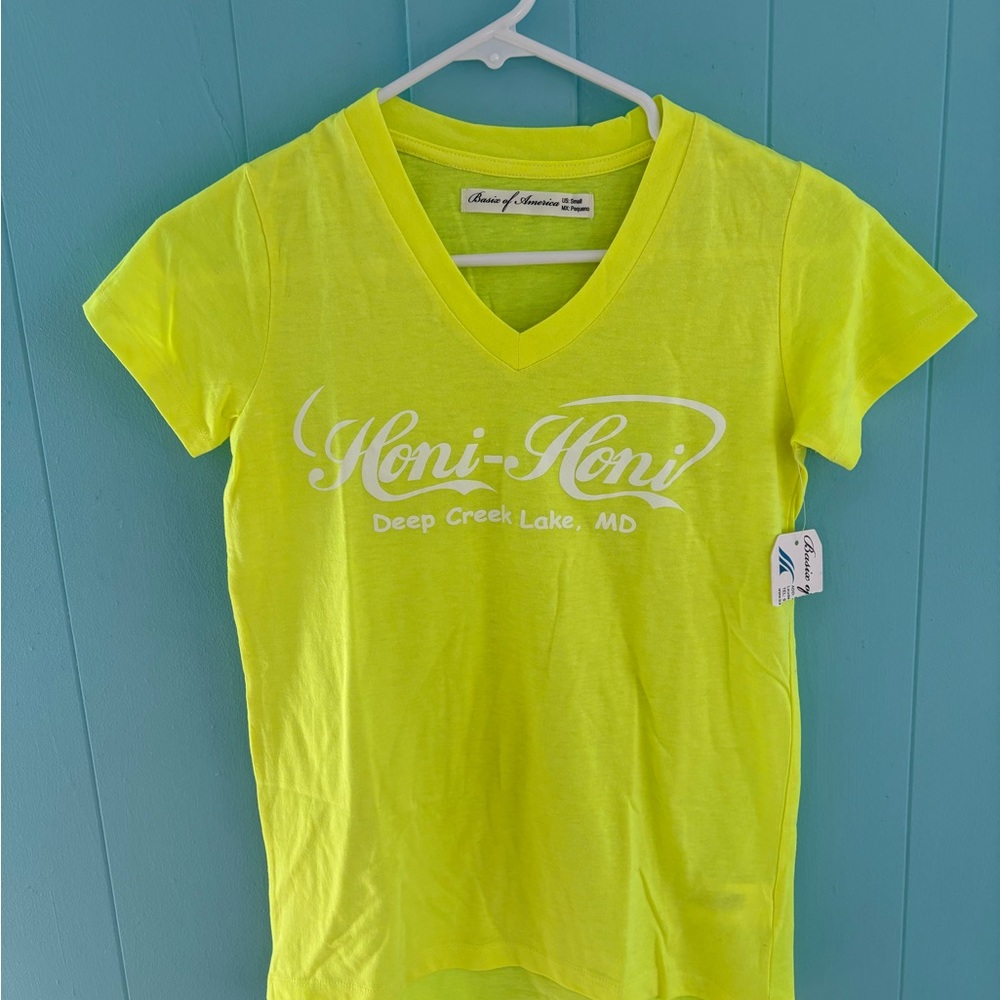 Women's Neon Yellow V-Neck T-Shirt